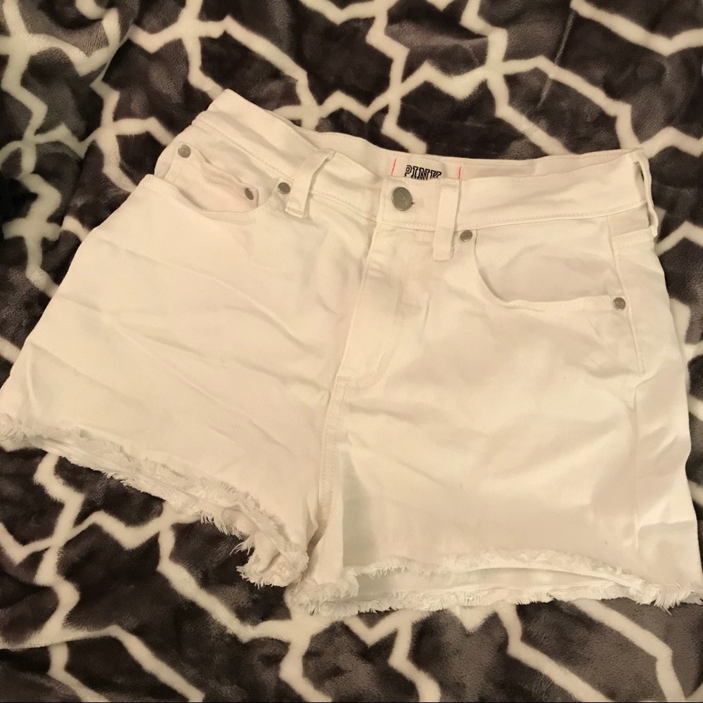 VS PINK White Denim Shorts